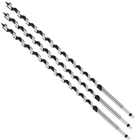 MOXPIFY 3pcs 8mm Wood Auger Drill Bits 300mm Long, Timber Drill Bits | Hex Shank, Extra Long Wood Drill Bits For Woodworking (3pcs x 8mm x 300mm)
