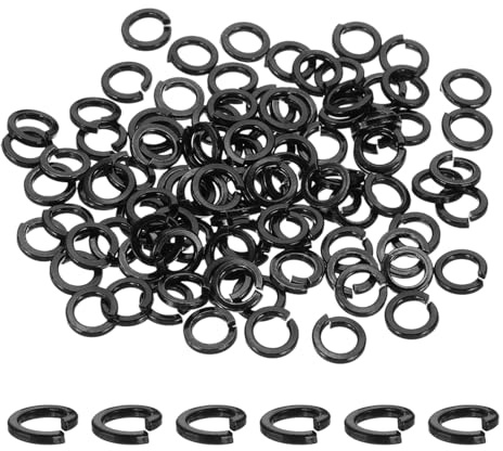 QUARKZMAN Paquete De 100 Arandela De Resorte M4 Negro | Arandelas De Seguridad Partidas De Acero Inoxidable 304, Para Tornillos Automóviles Maquinaria De Construcción