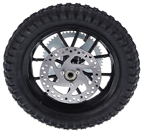 CHICIRIS Pneu de Roue Arrière à Jante en Métal Résistant à la Corrosion pour Coolster 2 Temps adapté au Mini Dirt Bike QG-50, Remplacement de Pneu de Vélo de Poche à Installation Facile