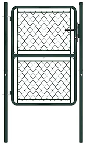 Porte de clôture - Porte de jardin - En acier - 100 x 150 cm - Vert - Pour terrasse et jardin
