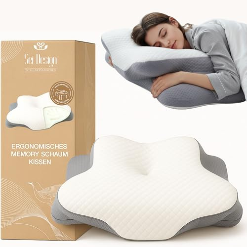 sei Design Nackenkissen Memory Foam Kissen – Orthopädisches Nackenstützkissen, Oeko-TEX® ergonomisches Kopfkissen, Cooling & Lyocell Bezug, für Rücken- und Seitenschläfer