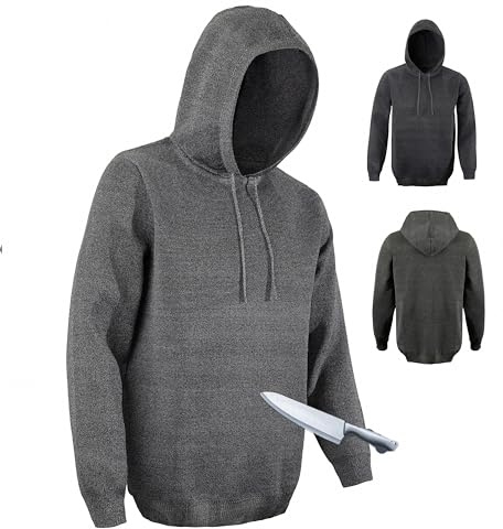 YhsPkAh Ropa De Protección contra Cortes con Capucha De Nivel 5, Chaqueta Resistente Al Desgaste, A Los Cortes Y a Las PUñaladas, Camiseta De Manga Larga Resistente a Mordeduras Grey-L