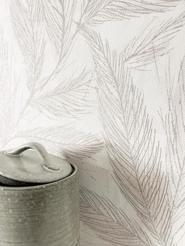 Newroom Papel Pintado Beige con Hojas Estilo Nórdico para Salón | Textura mate tejida, ramas entrelazadas en topo, fondo beige grisáceo, no tejido, floral, rústico