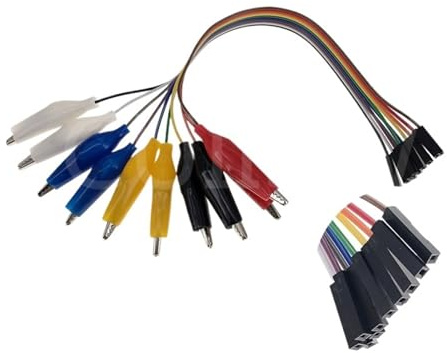 NTHZJIDVF 10pin Double-end Alligator Clips Jump Wire Male Female Crocodile Clip Test Lead Jumper Wire Line Cable DIY Connection(20cm Famale)
