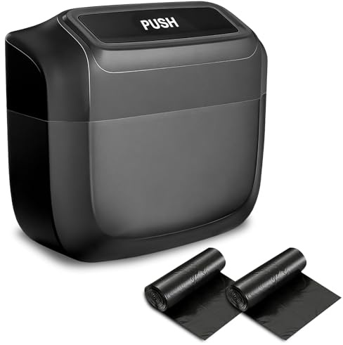 Cubo de basura para coche con tapa y 60 bolsas de basura, mini cubo de basura para coche, resistente al agua, para el hogar, la oficina