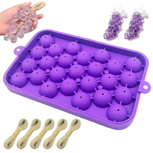 Pyralidsg Moule Savon, Moule Silicone Savon avec Corde de Chanvre de 50M, Réutilisable Moules à Savons en Forme de Raisin, pour Fabrication de Savons, Bougies, Pain, Chocolat, Glaçons