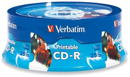 Verbatim CD-R 700 MB 52 X Imprimir inyección de Tinta Blanca, Hub imprimible, 25 Unidades de husillo de Marca