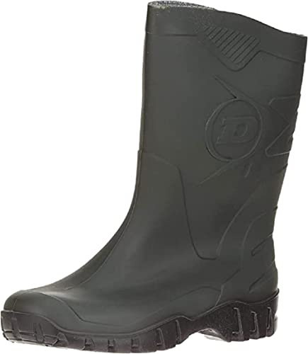 DUNLOP Short Leg Half-Height Wellies Easier On & Off Good For Wider Calf Fitting,Green/Black Sole,5 UK