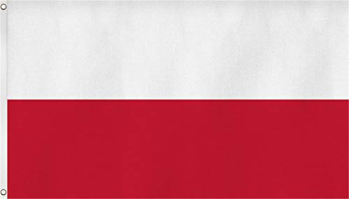Flagge - Fahne - Hissfahne mit zwei Metallösen zur Befestigung und zum Hissen - Größe 90 x 150 cm wetterfest Farbe Polen