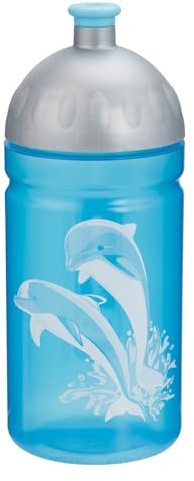 Step by Step Happy Dolphins – Drinking Bottles (Silver, Turquoise, Active Lid)