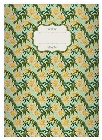 Kartenkaufrausch 8 edle florale Vintage DIN A5 Schulhefte, Rechenhefte mit Margheriten, türkis Lineatur 28 (kariertes Heft 16 Blatt/32 Seiten) Notizheft, Kladde für Schule, Universität, Büro