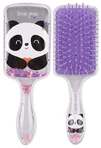 Paddle démêler la brosse à cheveux, peigne de Massage du cuir chevelu pour enfants de paillettes de bande dessinée pour enfants(gris)