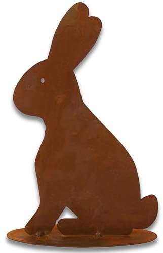 Rostikal Edelrost Osterhase 31cm - Wetterfeste Vintage-Gartendeko für das Osterfest im Shabby-Chic-Stil