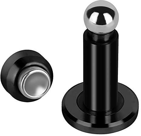 Hommyzone Magnetischer Türstopper, höhenverstellbar, strapazierfähig, magnetischer Türstopper, 304 Edelstahl, Türhalter mit Wand- und Bodenmontage, Schwarz | Wandhalterung, Bodenhalterung, 304SS, starker Magnet, robuster magnetischer Türstopper