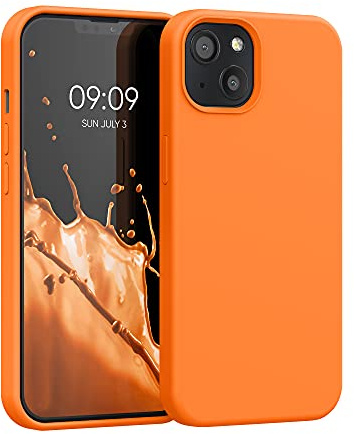 kwmobile Handyhülle für iPhone 13 Hülle, für iPhone 13 Case - Hülle Silikon - kabelloses Laden - Fruity Orange