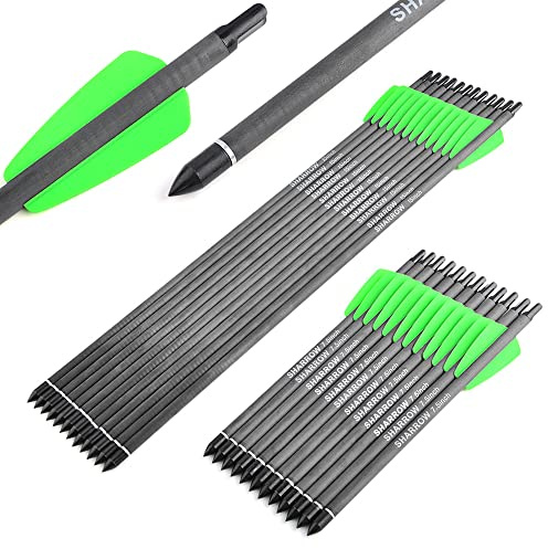 AMEYXGS 7.5 Zoll Armbrustbolzen 15 Zoll Carbon Armbrustpfeile mit 2 Feder Moon Nocken und abnehmbaren Spitzen für das Bogenschießen Zieltraining 12er Pack
