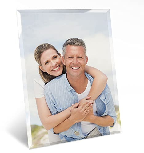 Smile Art Design Personalized Acrylic Glass Photo Print with Silver Pin Stand - Desktop Frame for Custom Photos - Valentine's Day Gift - Large 8 x 6