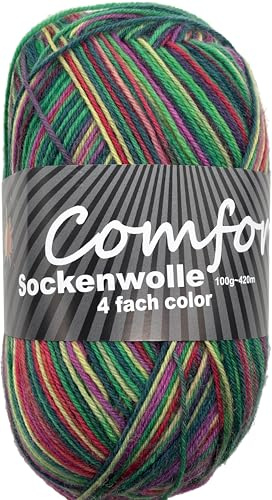 Comfort Wolle Sockenwolle 100gr Knaul 4-Fach 420m Premium Strumpfgarn Made in Italy mit großer bunter Farbauswahl (11-02)