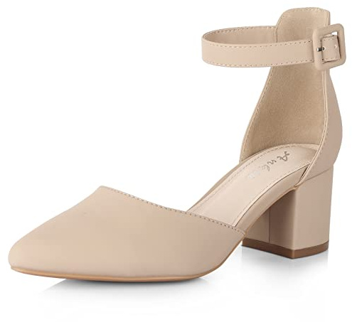 Ankis Closed Toe Heels for Women, 2.25 Inch Low Block Chunky Dress Pumps