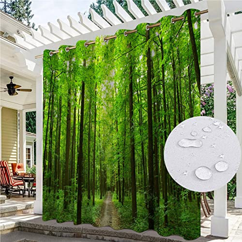 EMDPBD Bedruckter Outdoor-Vorhang Wetterfestes Outdoor-Vorhänge mit Ösen, Waldlandschaftsmuster, Undurchsichtige, Wärmeisolierte UV-Schutzvorhänge für die Terrasse,1 Stück,Style6-B210xH230cm