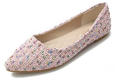 MACHSWON Women's Ballet Flats Slip on Dress Pumps Dolly Shoes(Pink, Size 5.5)