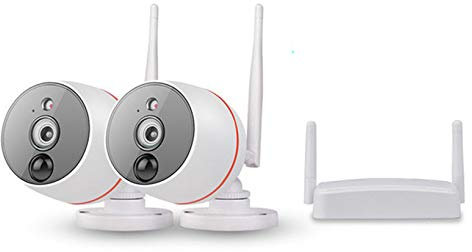 PAKCEEINC Kit di telecamere di sicurezza wireless WiFi 1080P, sistema di telecamere di sorveglianza HD a prova di acqua con visione notturna, rilevamento del movimento PIR, mini pacchetto di