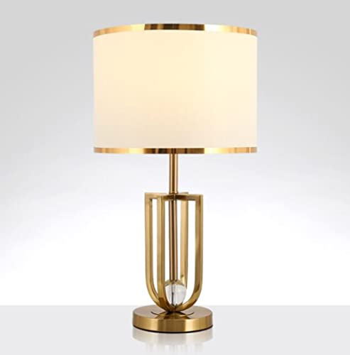 SXYSXYSXY Amerikanisch Tischlampe Modern Nachttischlampe Mit Stoffschirm Tischleuchte E27 Landhaus Schreibtischlampe für Schlafzimmer Wohnzimmer Hotel Café Dekorative Max 40W D30*55CM,Beige
