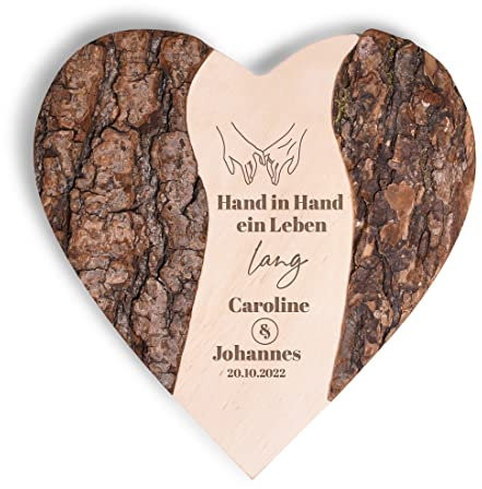 polar-effekt Herz Baumscheibe Erlenholz mit Gravur Dekoration - mit Namen - individuelles Hochzeitsgeschenk - für Liebespaare - DIY bastel Dekoration - Paar-Geschenk - Heirat, Jahrestag, Valentinstag