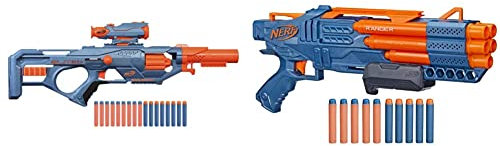 Hasbro Nerf Elite 2.0 Eaglepoint RD-8 Blaster - 8-Dart Drum, Detachable Scope and Barrel, 16 Nerf Darts, Bolt Action & Elite 2.0 Ranger PD-5 Blaster, 5-Barrel Blasting, 10 Elite Darts