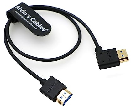 Alvins kablar 8K 2.1 HDMI-kabel hög hastighet för Atomos Ninja V-skärm rak till vänster vinkel HDMI-sladd för Z CAM E2, Sony FS5| FS7| A7S3 kameror 19,7 tum|50 cm