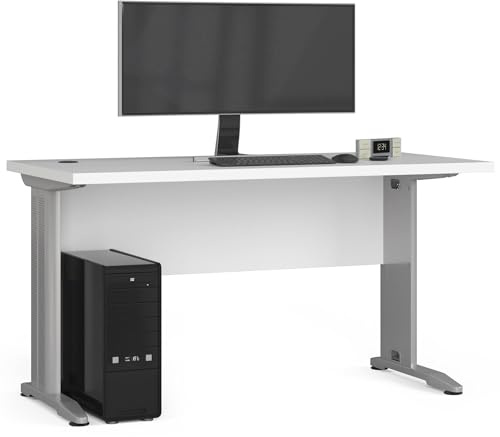 AKORD | Schreibtisch | Bürotisch | Computer-Schreibtisch mit Metallfüßen | 135 cm Breit | Home Office Laptop-Schreibtisch | Modernes Design | ABS-Kante | Laminierte Platte 32 cm | Weiß