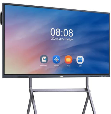 JAV Smart Board Interaktives Whiteboard 75 Zoll 4K UHD Touchscreen Elektronische Whiteboard All-in-One mit Dual System und 13MP Kamera für Büro, Klassenzimmer und Heim (mit Wandhalterung)