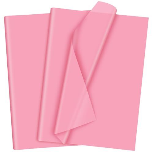 Morcheiong 120 Blatt rosa Seidenpapier, Kunst-Geschenkverpackung, Seidenpapier, Großpackung, Geschenkverpackung, für Bastelarbeiten, Blumen, Geburtstagsparty, Festival (50 x 37 cm)