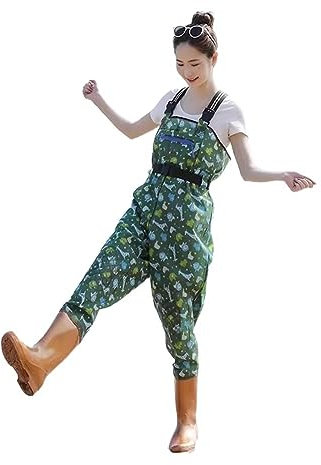 watthosen Damen wasserdicht wasserdichte Neopren Wathose Für Outdoor，Anglerhose Wasserdicht Mit Stiefel Für Jungen Mädchen Kleinkind Kinder (Farbe : Green, Größe : 39)