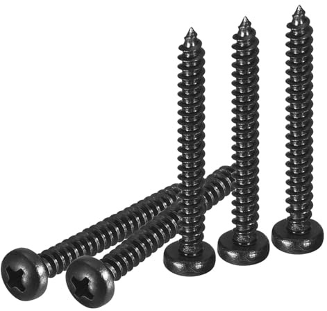 DTGN #4x1 Phillips Linsenkopf Selbstschneidende Schraube - 100Stück - Schwarz Oxid 304 Edelstahl Blechschrauben Holzschrauben