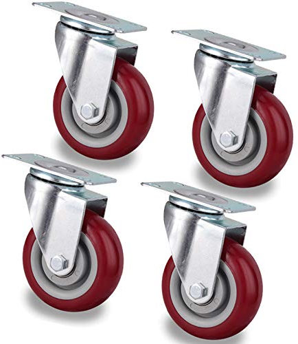 Plattenrollen Transportrollen, Lenkrollen mit Bremsen, Polyurethanrollen, 360° drehbar, Schwerlastrollen, verzinkt, Bolzen M12 (A/4 Universal 125 mm)