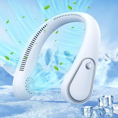 Nackenventilator,Tragbarer Halsventilator,Flügelloser Ventilator mit 360°Luftstrom,Leiser Mini Ventilator,USB 4000mAh Akku mit 3 Einstellbaren Geschwindigkeiten,Hände Frei Persönlicher Ventilator