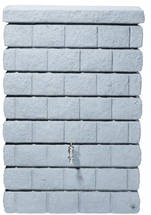 GARANTIA Rocky Junior Regentonne 300 Liter Light Granite - Wandtank, Regenfass, Wassertank, Regenwassertonne, Regenwassertank, Wasserfass, Regentonne eckig, Wasserbehälter, Fass