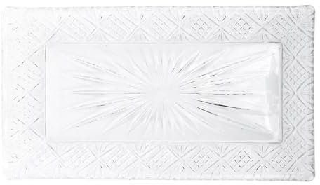 Plateau de Service, Plateaux de Service en Céramique Blanche, Grands Plateaux de Service, Plateau en Verre Rectangulaire, élégant, Grande Capacité, Motif Stable, Plat de Service pour Dîner, Fête, Frui