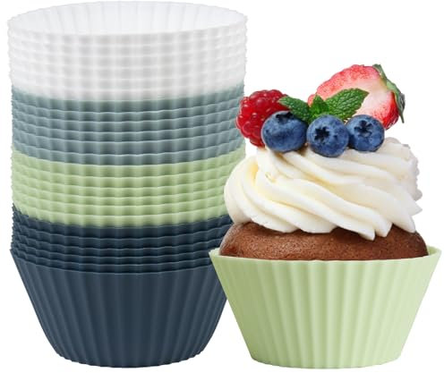 Silikon Muffinförmchen Silikonform Backformen Muffinform - 24 Stück Silikonformen Muffinformen Wiederverwendbare Antihaftbeschichtet BPA frei Cupcakeförmchen für Kuchen,Eincreme und Pudding