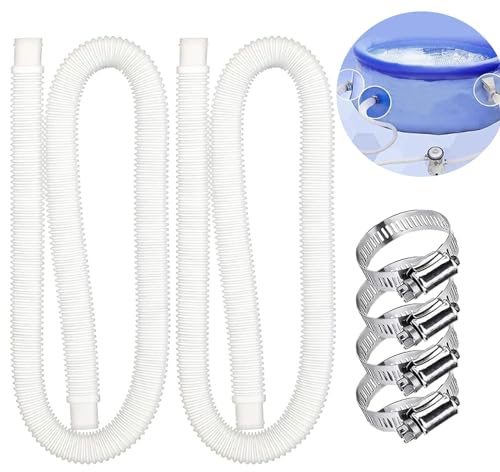 2 Stück Pool Ersatzschlauch Mit 4 Metallanschlüssen,Poolschläuche Ersatzschläuche für Oberirdische Pools,Multifunktionaler Ersatzschlauch,für Oberirdische Pools Ersatzschlauch,Schwimmbadfilterpumpen