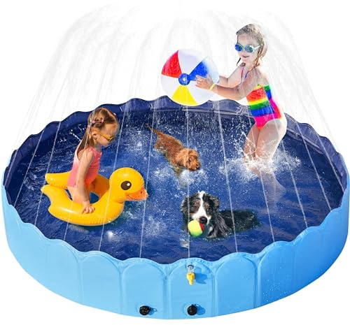 Yaheetech Piscina para Perros Plegable Bañera para el Verano Antideslizante para Interior/Exterior Jardín, Azul XXL