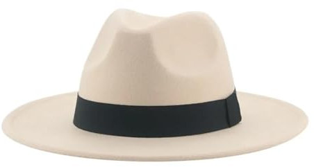 SOYNIA Fedora Trilby Filzhut Hut Hüte Für Frauen Fedora-Damenhüte Für Männer Formelle Hochzeitsdekoration Damenhut 52–54 cm (Kinder) Beige