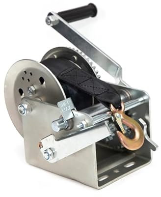 Bootsanhängerwinde 2 Dual Speed ​​Winde 3200LBS Handwinde mit Handbremse Anhänrwinde for Boot mit Gurtband Rutschfest, arbeitssparend