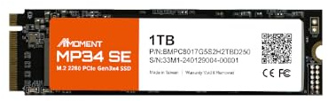 MMOMENT MP34 SE 1TB PCIe Gen3 NVMe M.2 2280 Internal Solid State Drive, Gen3.0X4 Read Speed Up to 2100MB/s for Latop and PC