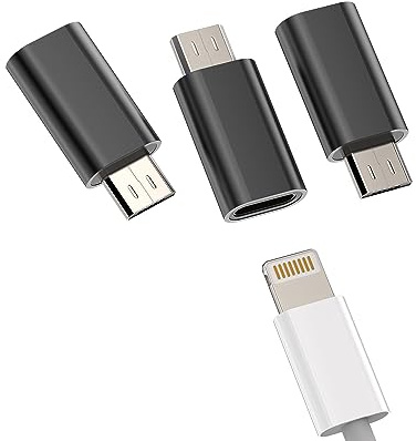 Adapter Lightning Buchse auf Micro USB Stecker (3 Pack) kompatibel für Samsung Galaxy Handy Ladekabel Konverter Lightning Jack auf Micro USB Adapter YCJ-it