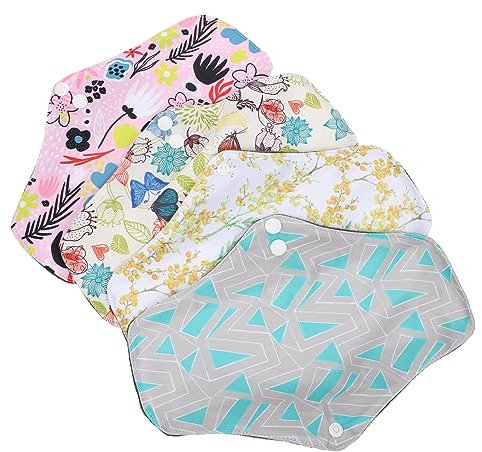 Hoement 4stücke Waschbare Wiederverwendbare Menstruationspads Sanitary Pads Für Damen Hautfreundliche Bambusmaterialien Einfach Zu Reinigen Komfortabel Und Absorbierend
