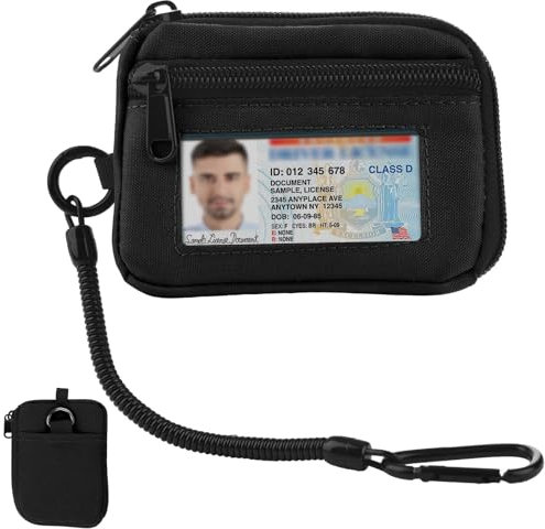 EDC Pouch Mini Geldbeutel, Mini Pouch Geldbörse Schlüsselkette mit Karabiner und Geldbörse Klein mit Münzfach für Herren und Damen, Multifunktional Reisegeldbeutel für Draußen für Draußen, Camping.