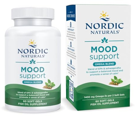 Nordic Naturals Mood Support Omega Blend - Unflavored - 60 Soft Gels - 1400 mg Omega-3 Supplement with EPA & DHA - Promotes Balanced Mood and Serenity - Non-GMO - 30 Servings