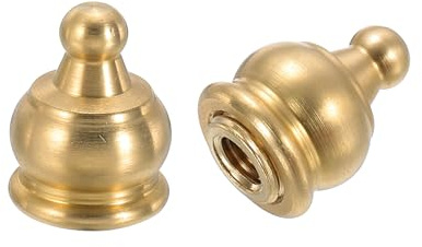 PATIKIL 2 Set Pomelli Cappucci per Lampade 14.5 x 19mm Ottone Massiccio | con Adattatore Riduzione Ottone, per Lampade Tavolo e Terra, Dadi a Testa Bombata, per Paralume